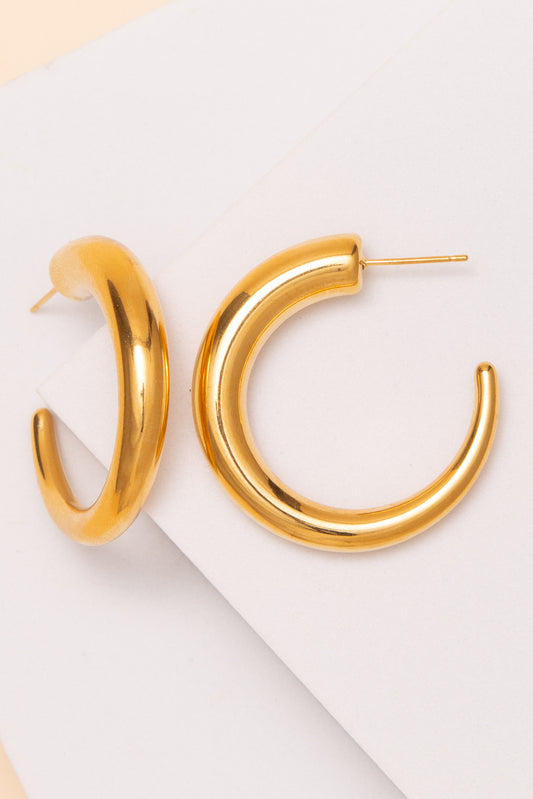 Chloe Open C Hoop Tube Earrings | Gold 