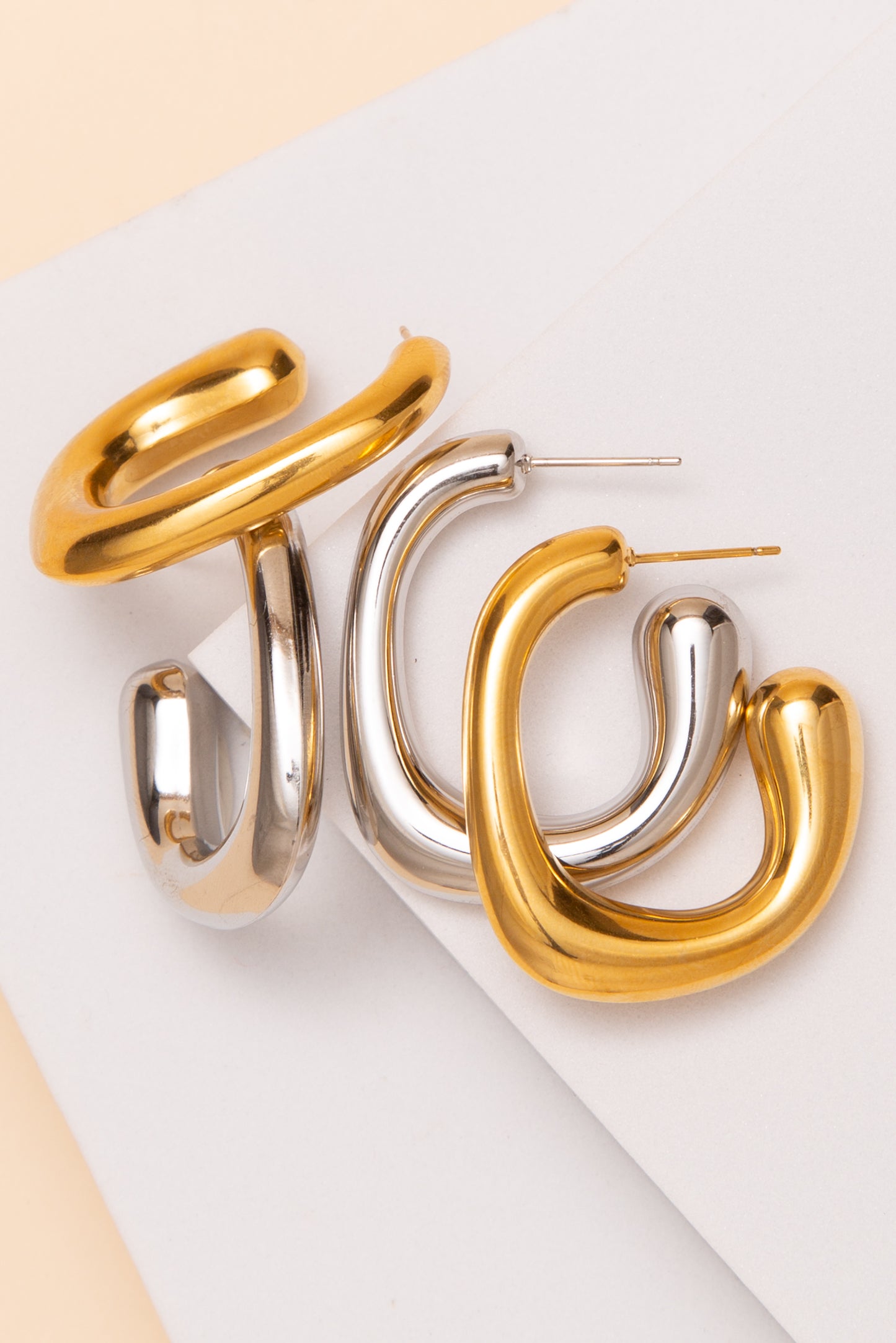 Riley Open Square Hoop Tube Earrings