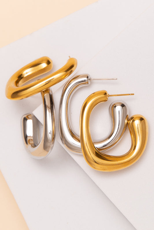 Riley Open Square Hoop Tube Earrings