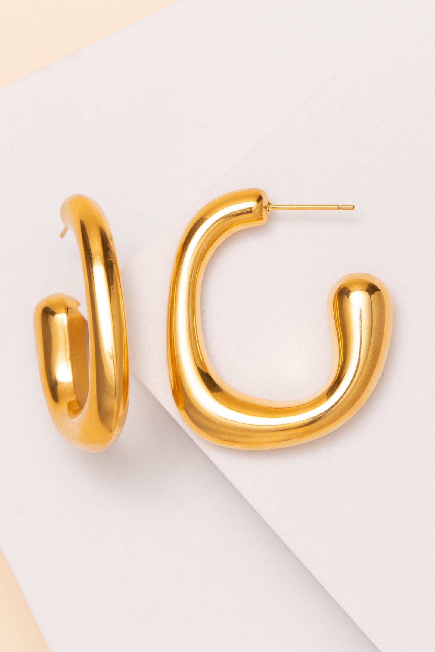 Riley Open Square Hoop Tube Earrings