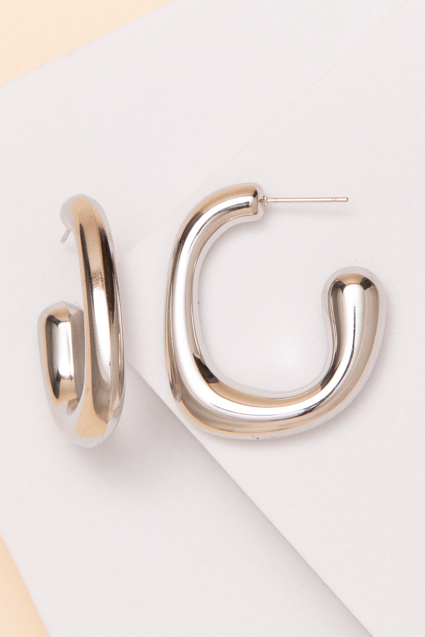 Riley Open Square Hoop Tube Earrings