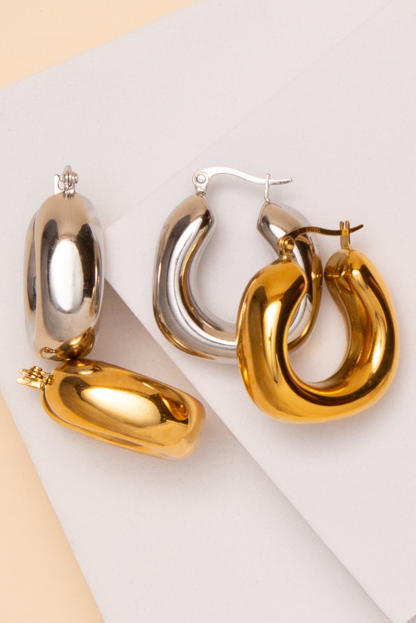 Hannah Oval Earrings In 18K Gold Dipped Or Stainless Steel