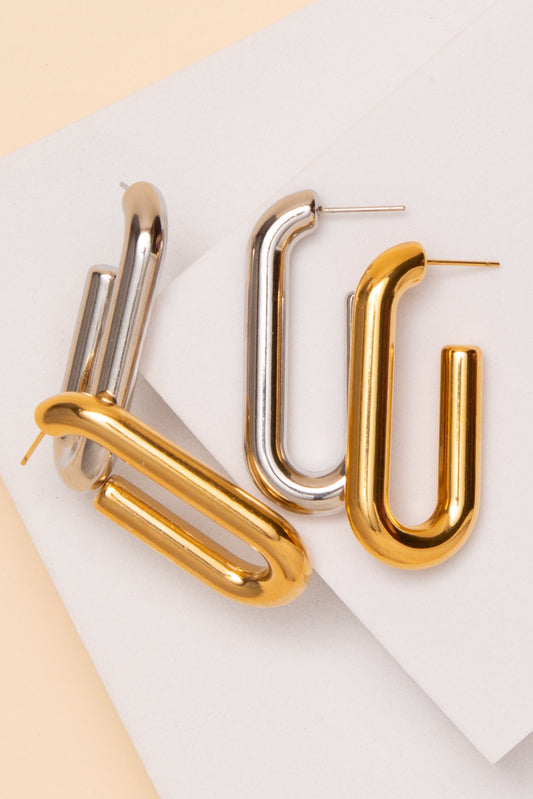 Ruby Rectangle Earrings In 18K Gold Dipped Or Stainless Steel