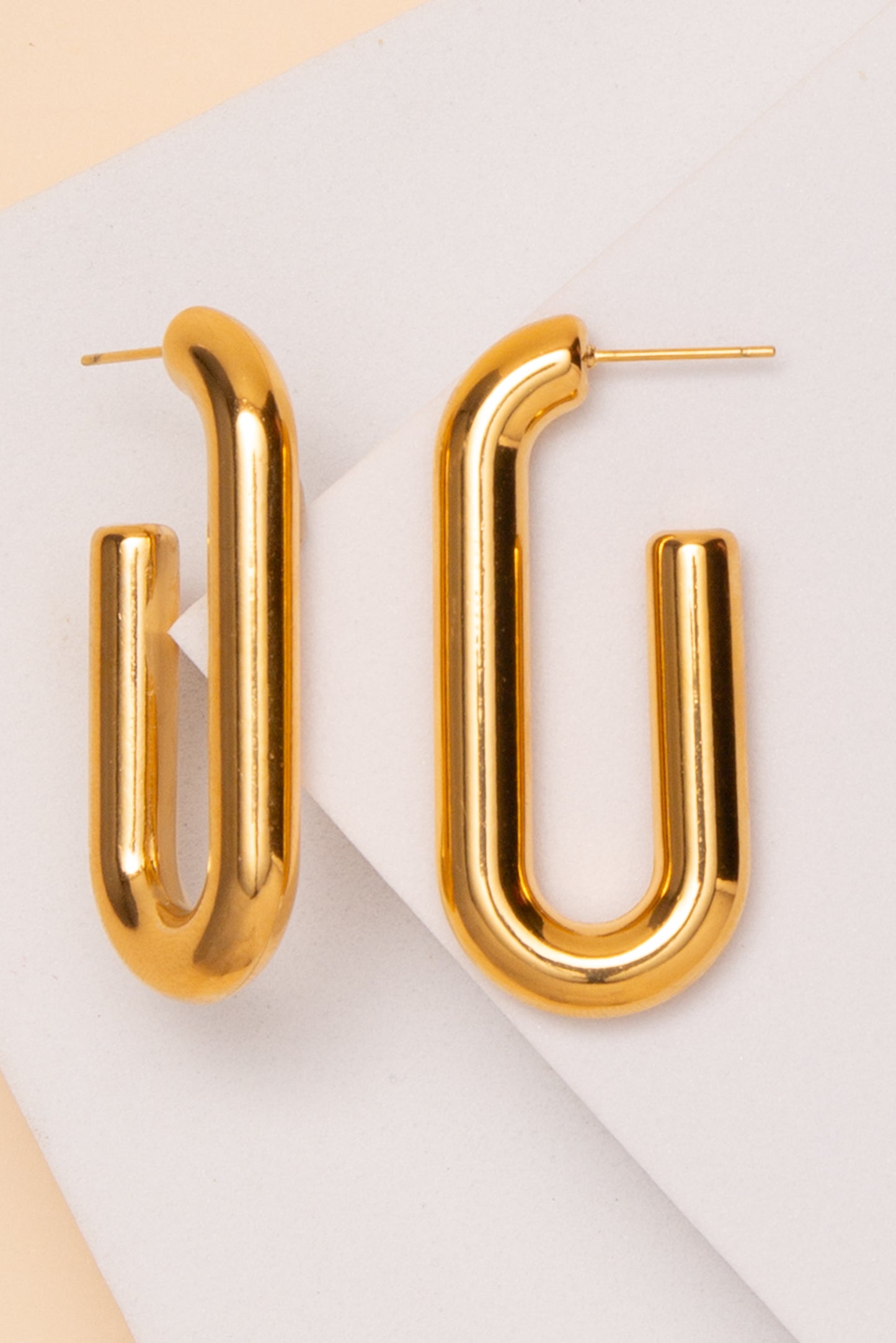 Ruby Rectangle Earrings In 18K Gold Dipped Or Stainless Steel