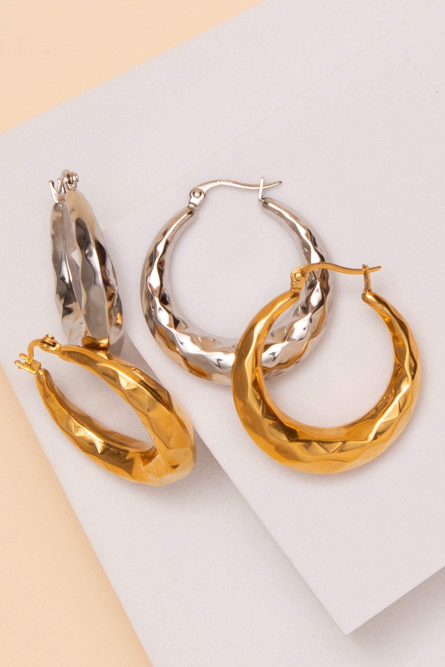 Zoey Textured Earrings In 18K Gold Dipped Or Stainless Steel