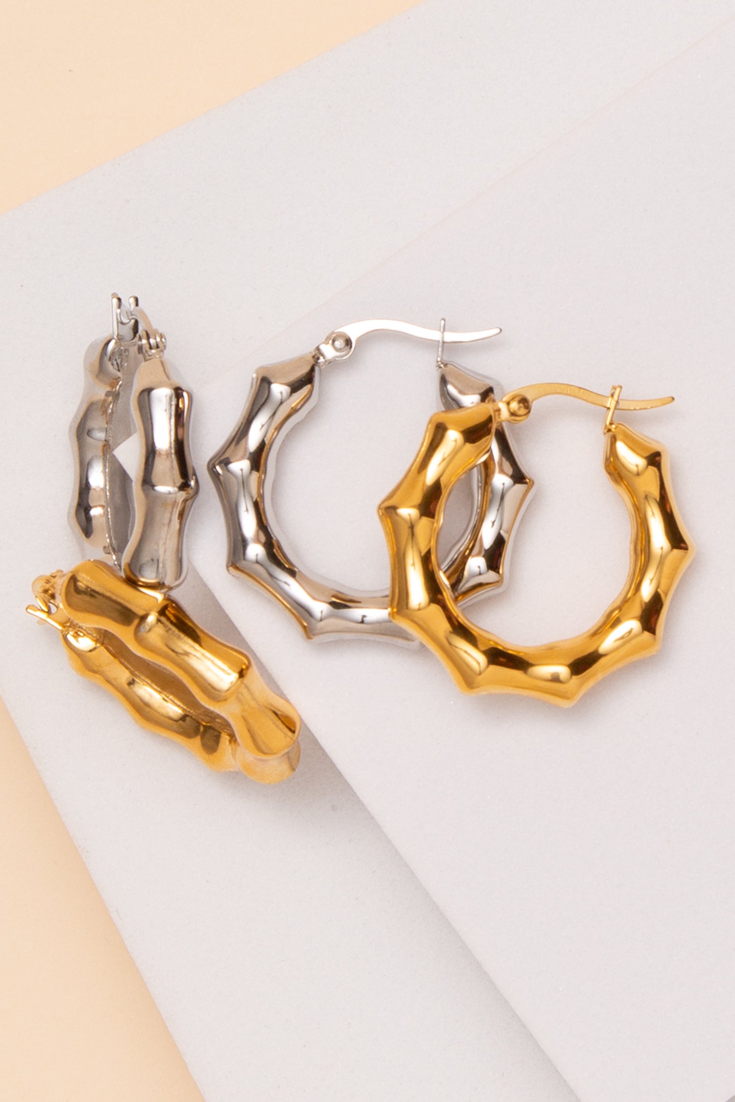 Eden Bamboo Earrings In 18K Gold Dipped Or Stainless Steel
