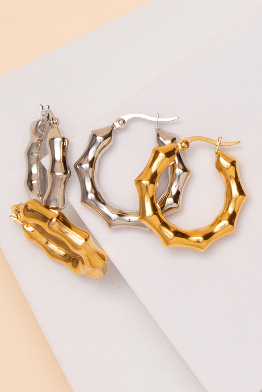 Eden Bamboo Earrings In 18K Gold Dipped Or Stainless Steel