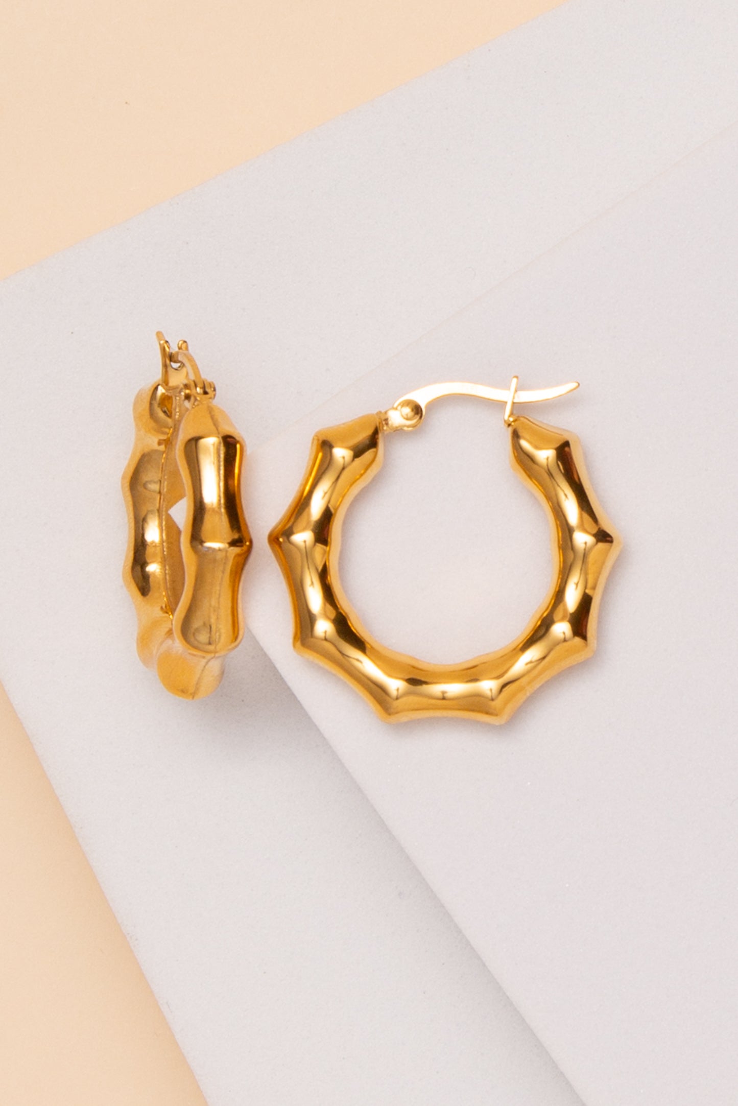 Eden Bamboo Earrings In 18K Gold Dipped Or Stainless Steel