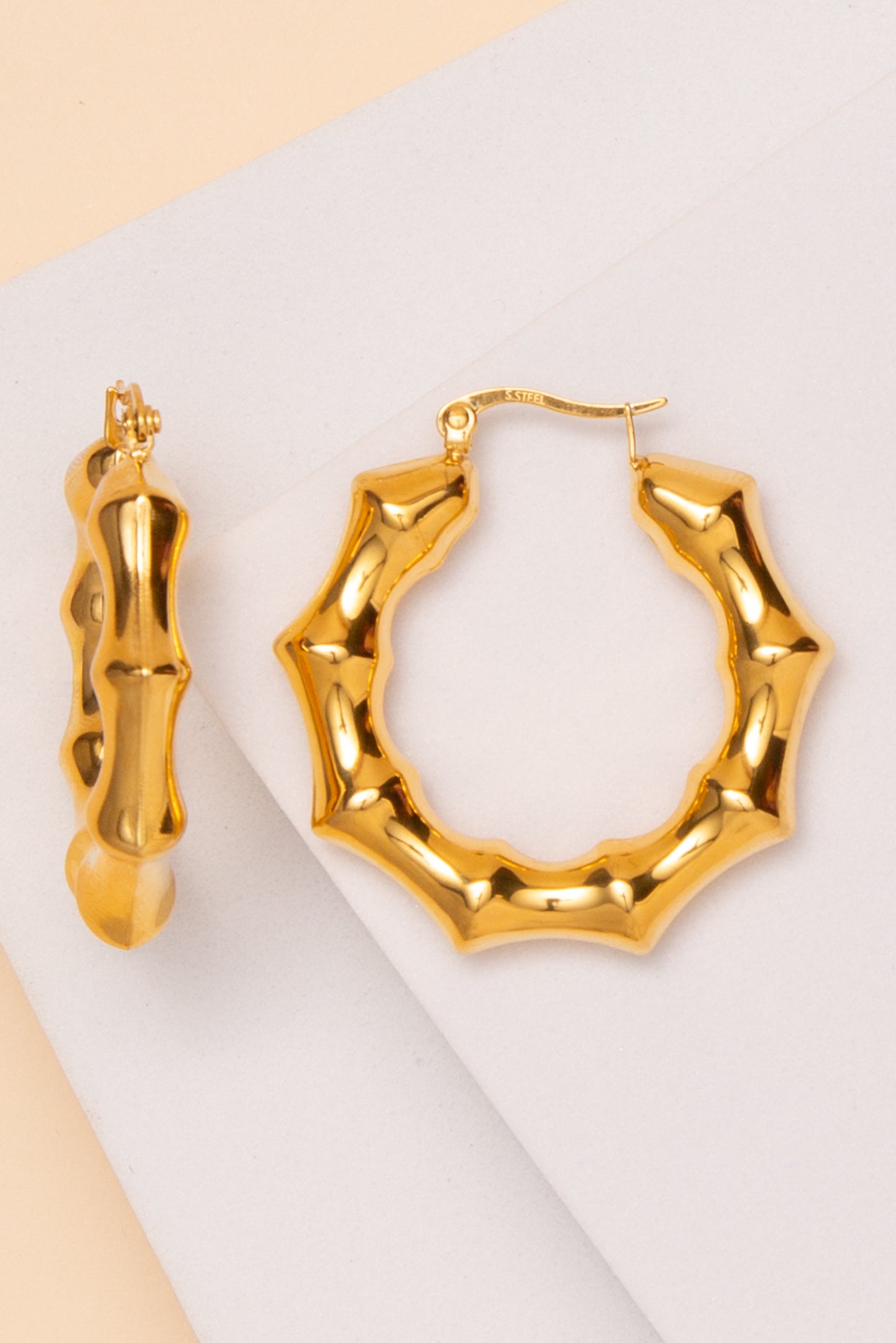 Millie Bamboo Earrings In 18K Gold Dipped Or Stainless Steel