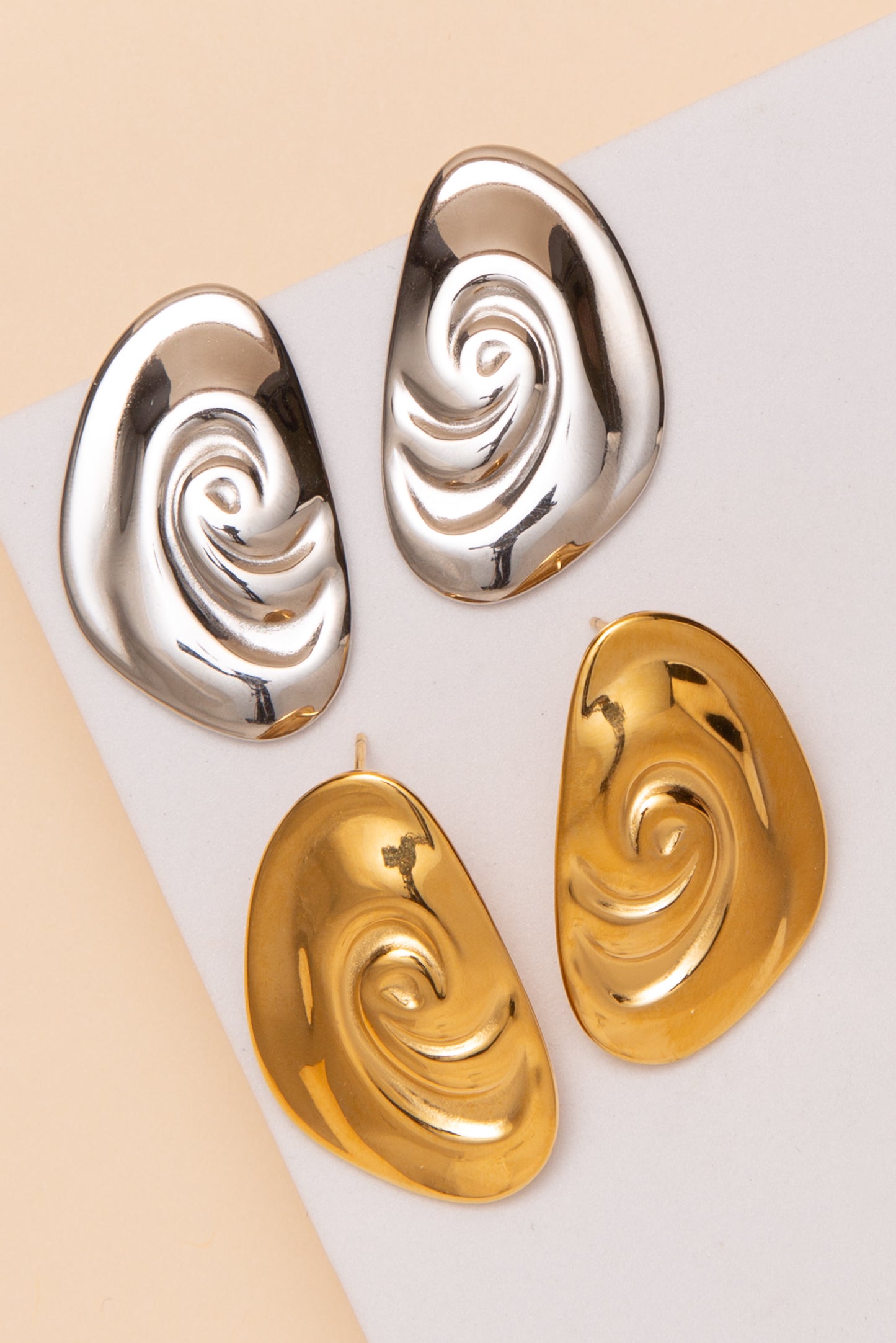 Caroline Abstract Stud Earrings – 18K Gold Dipped or Stainless Steel