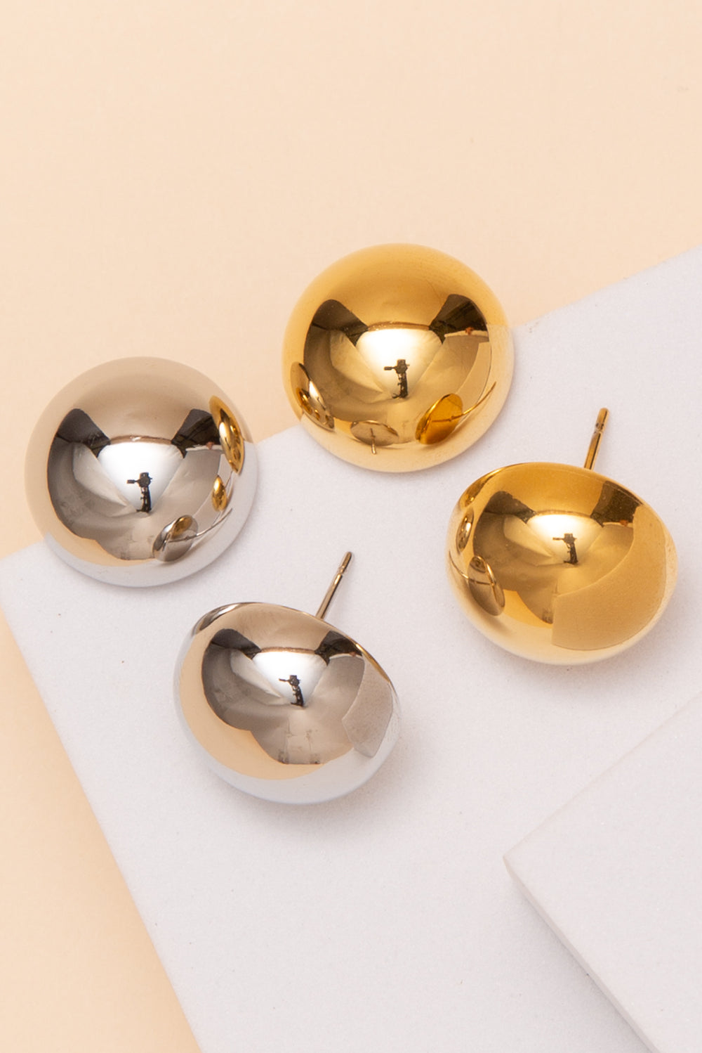 Andrea Ball Stud Earrings – 18K Gold Dipped or Stainless Steel