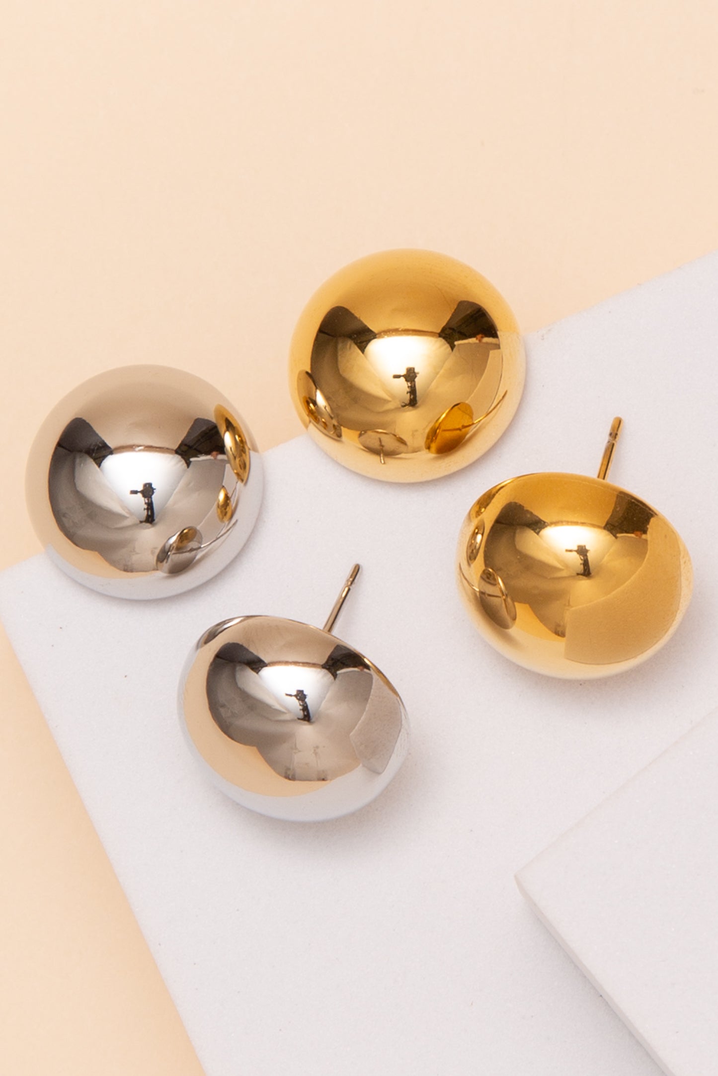 Andrea Ball Stud Earrings – 18K Gold Dipped or Stainless Steel