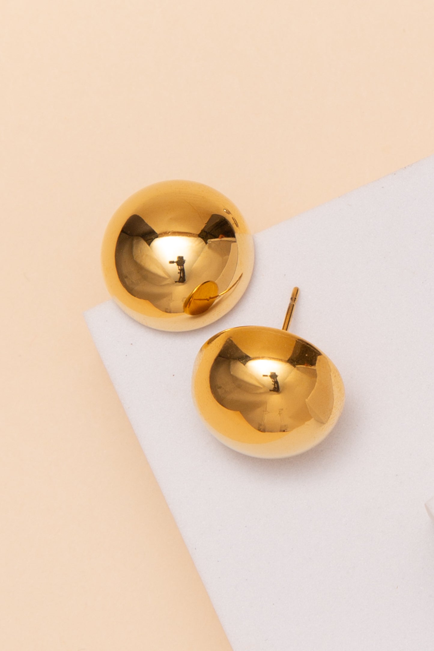 Andrea Ball Stud Earrings – 18K Gold Dipped or Stainless Steel