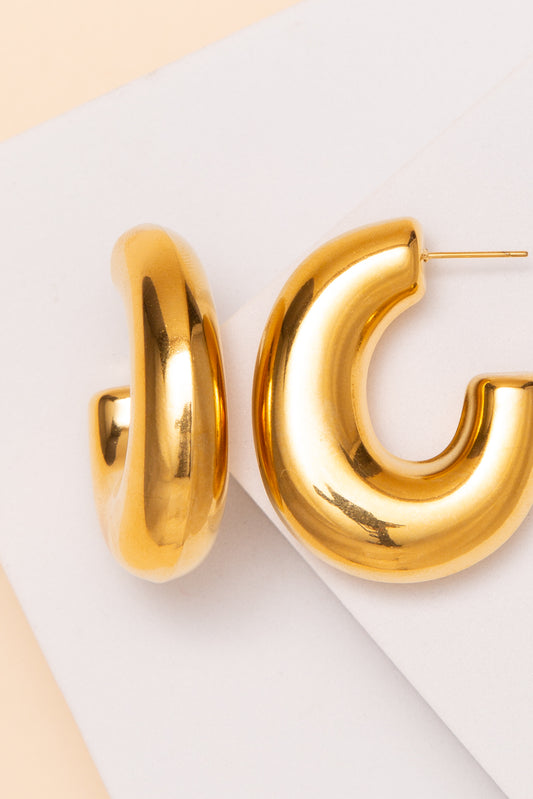 Gabriella Chunky C Hoop Tube Earrings | Gold 