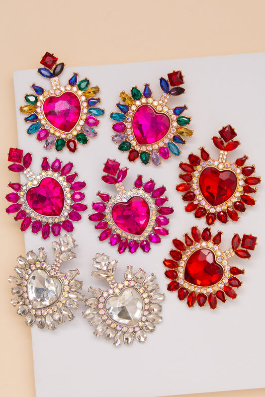 Parker Heart Center Earrings with Halo and Marquise Crystals