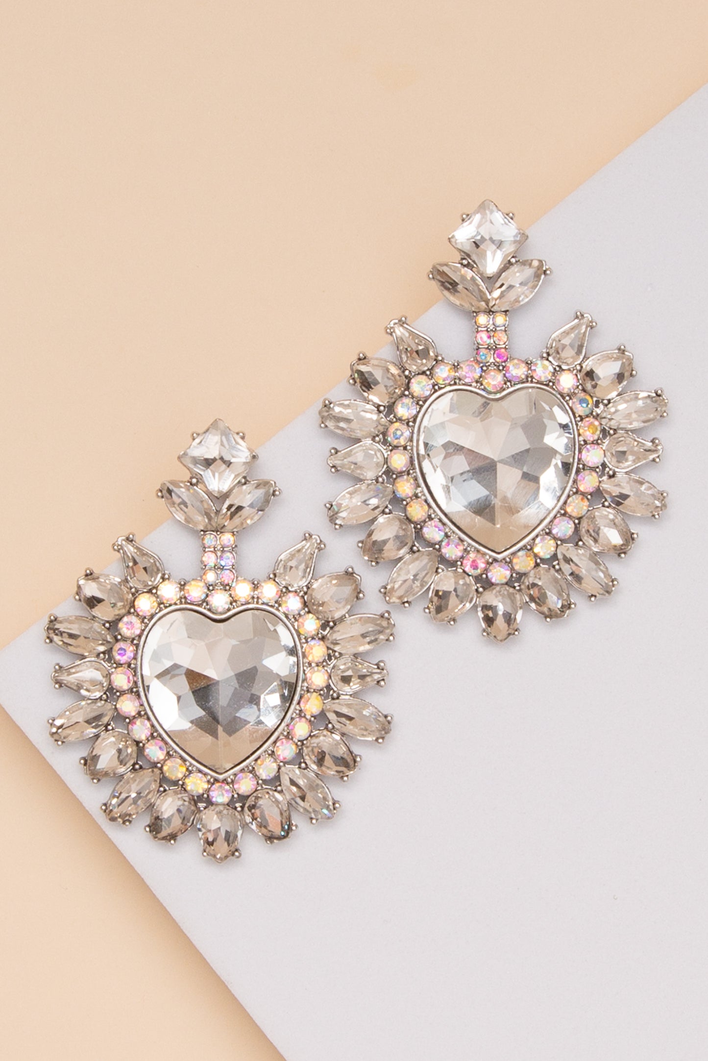 Parker Heart Center Earrings with Halo and Marquise Crystals