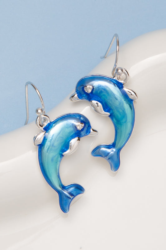 Catalina Polished Epoxy Dolphin Drop Earrings