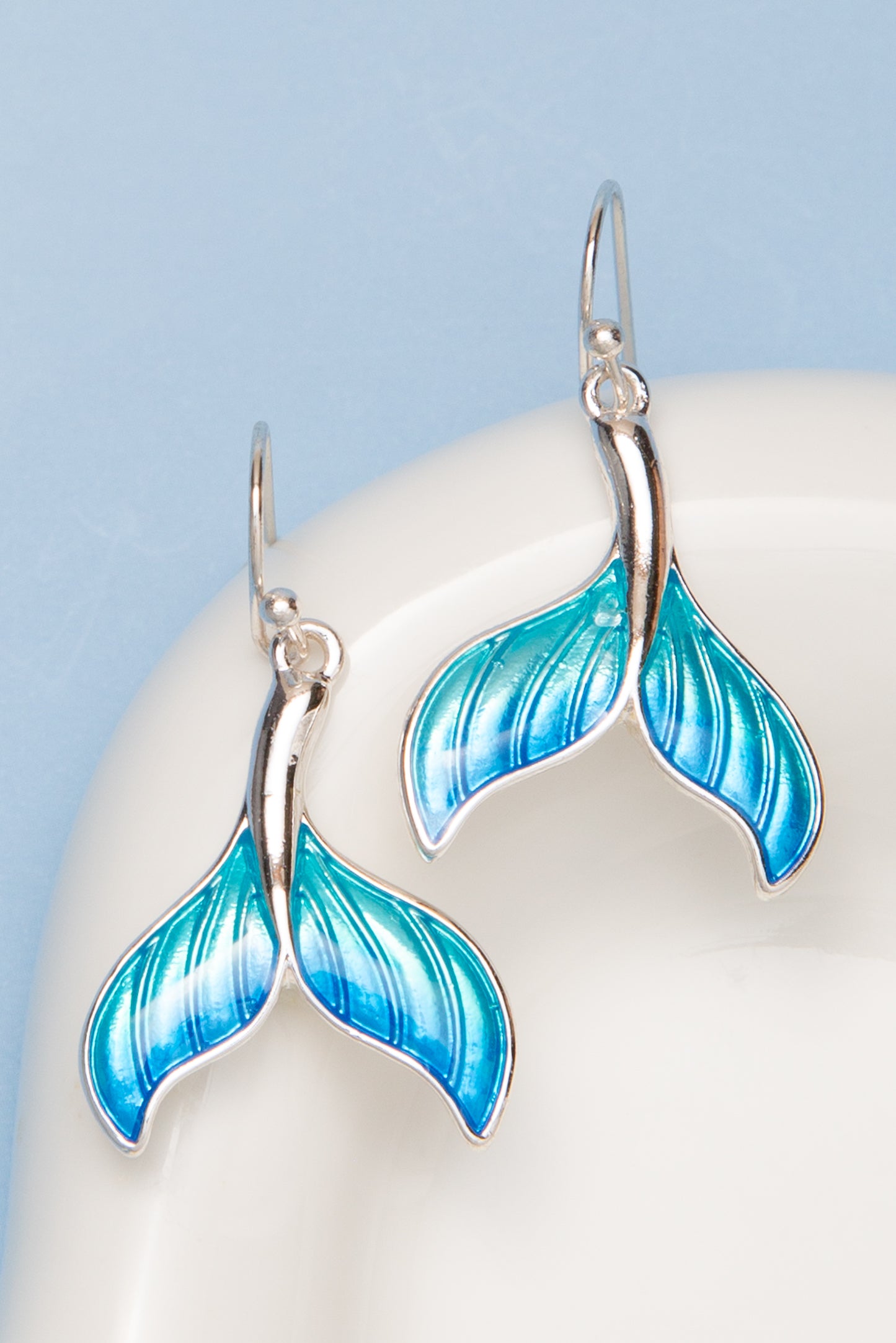 Paisley Polished Epoxy Whale Tail Drop Earrings