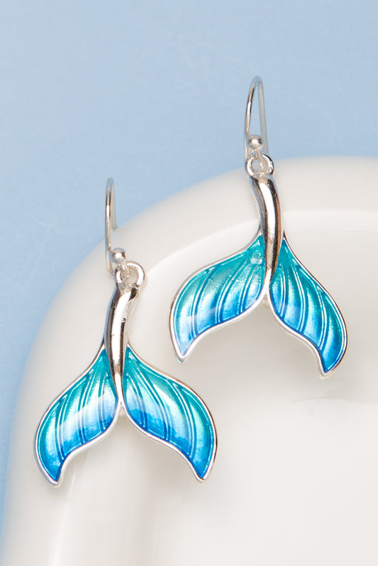 Paisley Polished Epoxy Whale Tail Drop Earrings