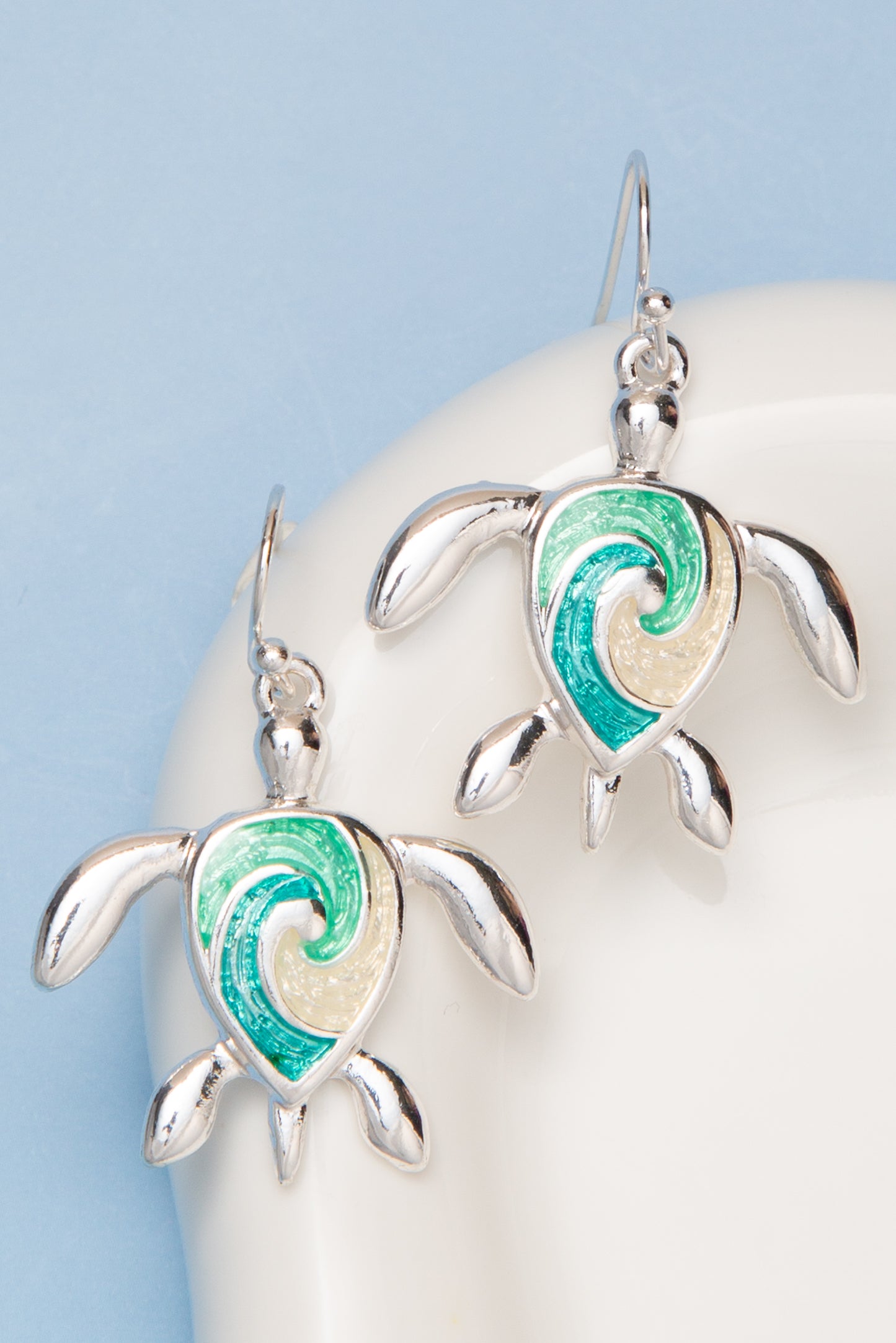 Daisy Polished Epoxy Sea Turtle Drop Earrings