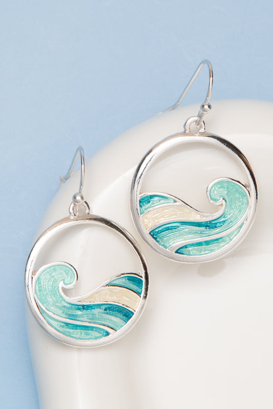 Madeline Polished Epoxy Open Circle Wave Drop Earrings