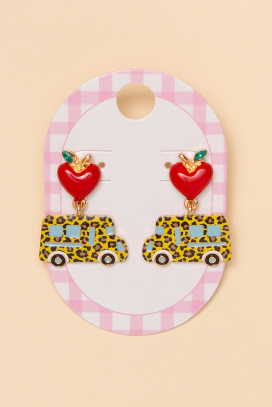 Lia Leopard School Bus Dangle Earrings