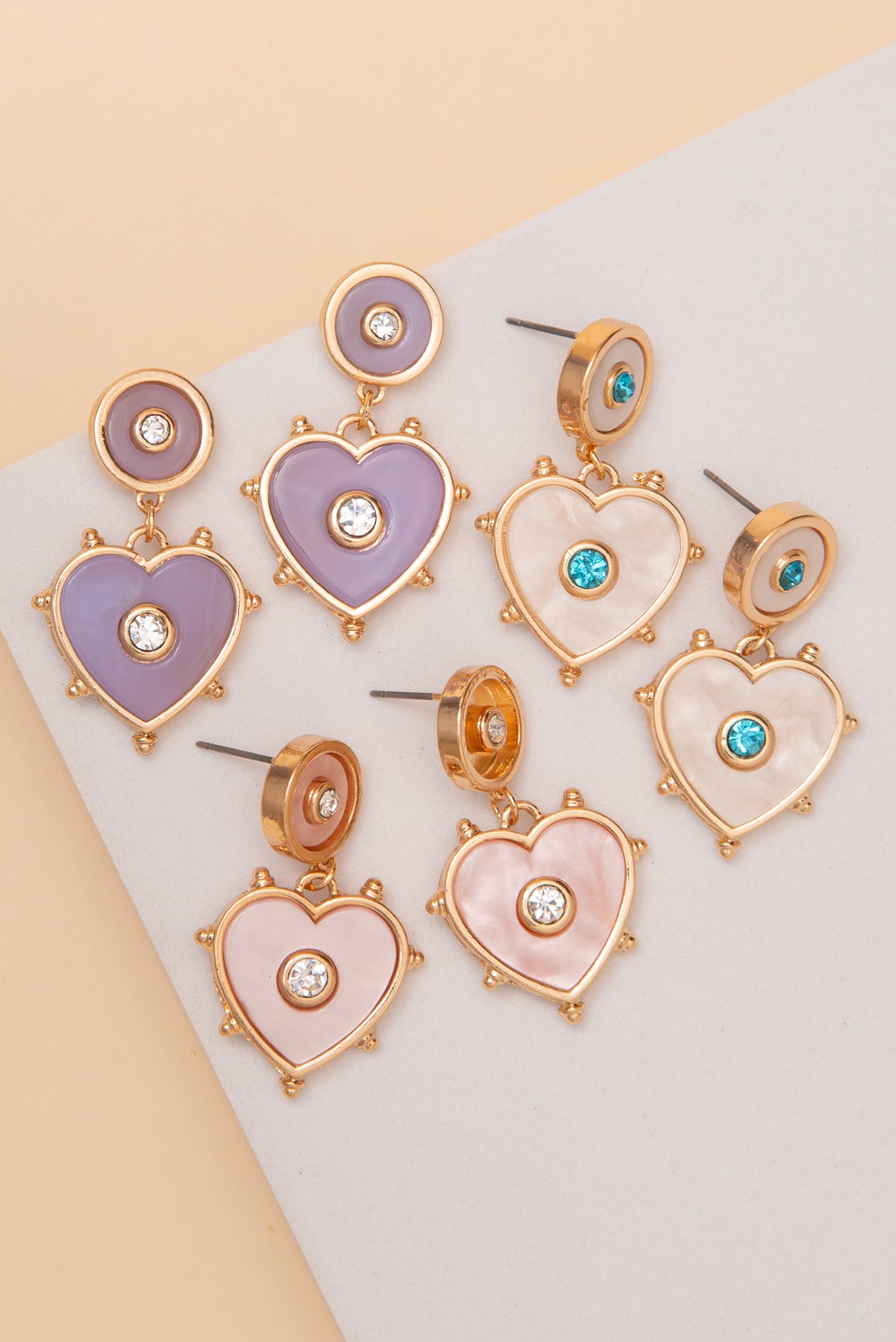 Liliana Gold Heart Rhinestone Earrings