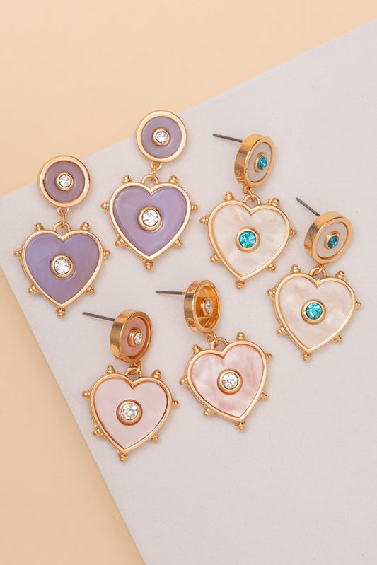 Liliana Gold Heart Rhinestone Earrings