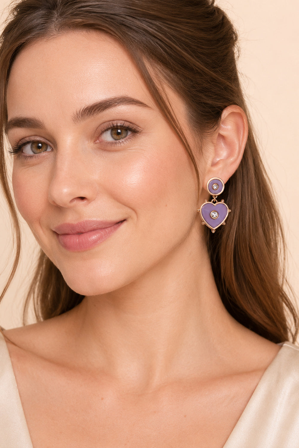 Liliana Gold Heart Rhinestone Earrings