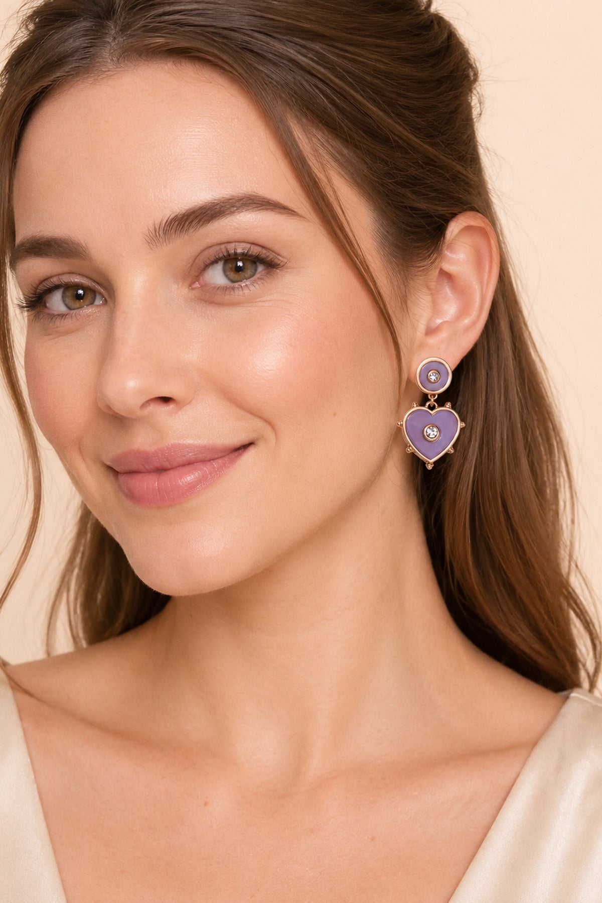 Liliana Gold Heart Rhinestone Earrings