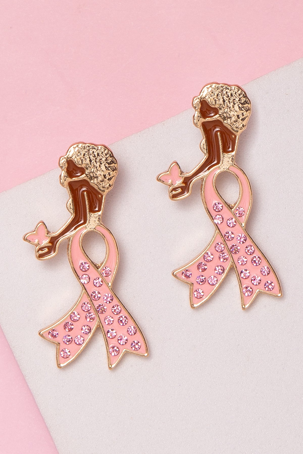 Riley Pink Ribbon Earrings