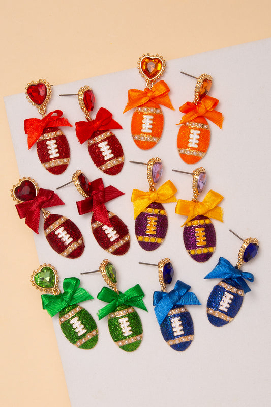 Claire Football Ribbon Game Day Earrings