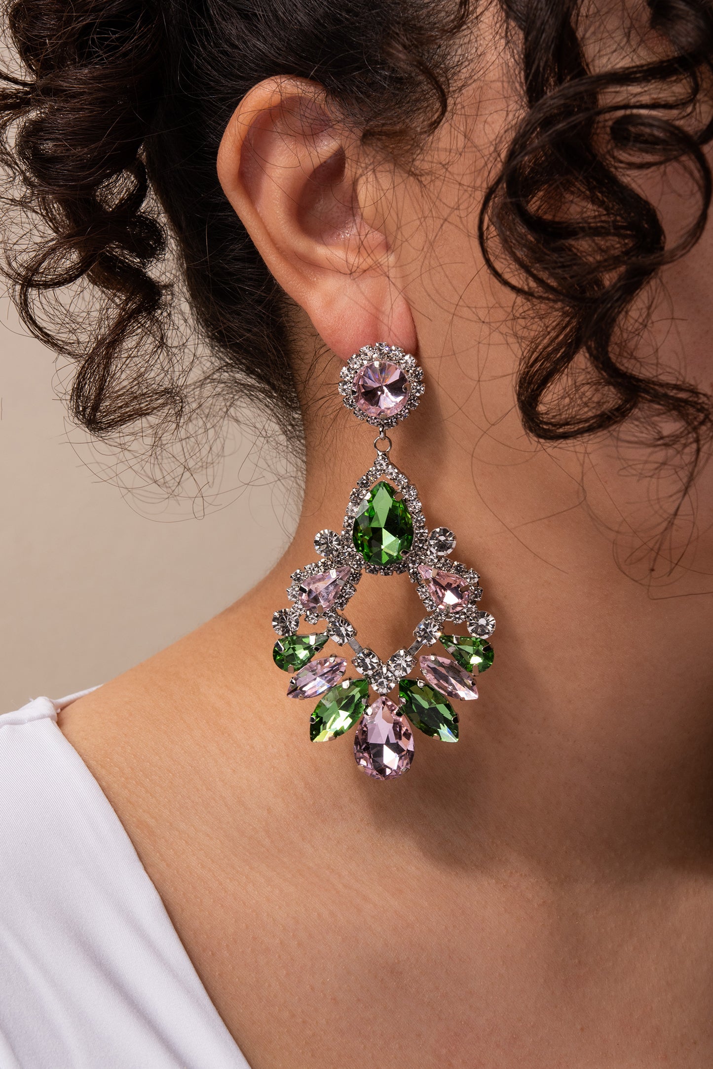 Janice Crystal Pear Earrings