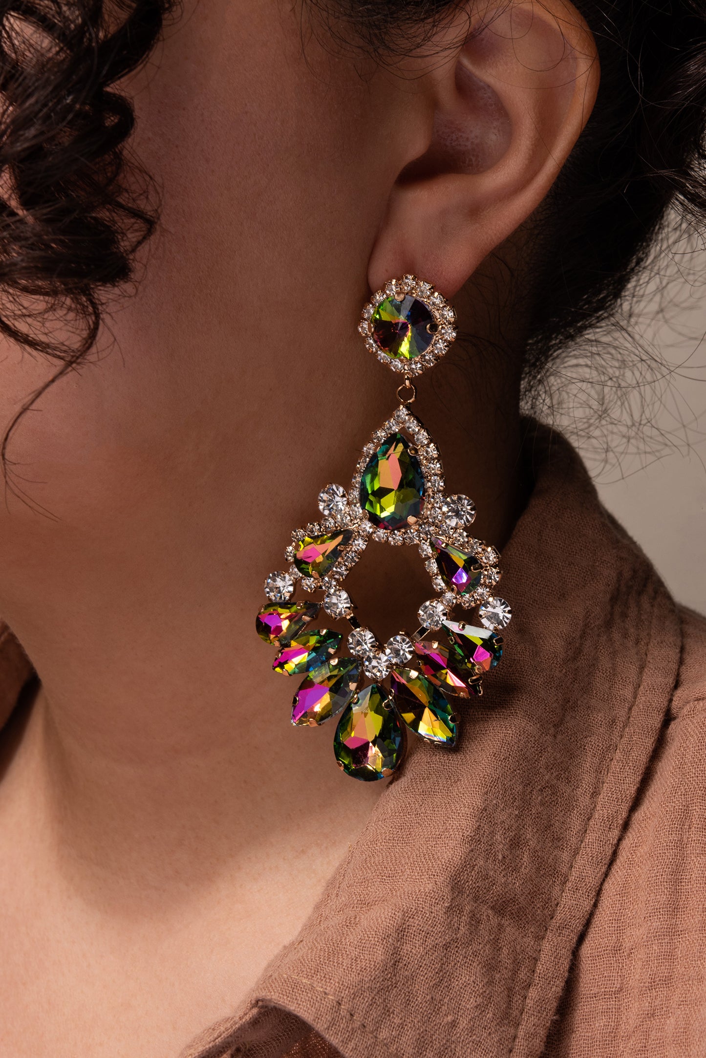 Janice Crystal Pear Earrings