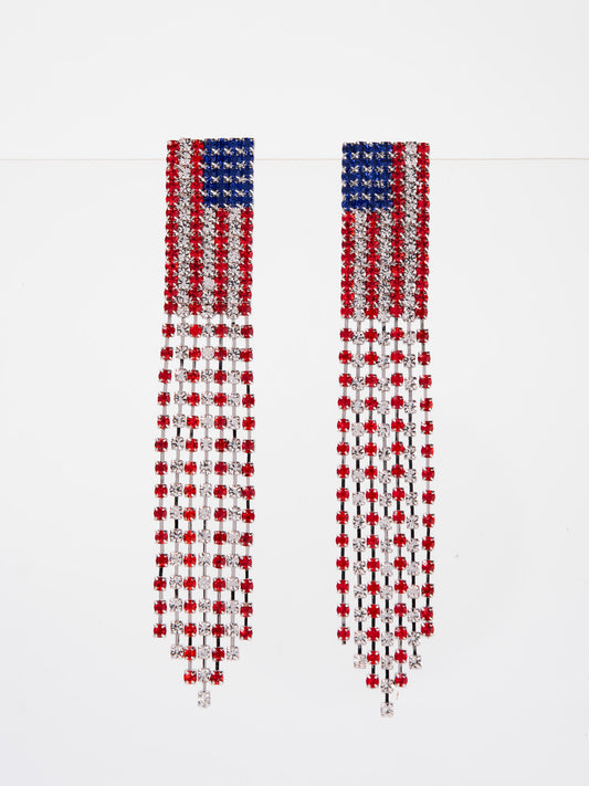 Eva American Flag Tassel Earrings