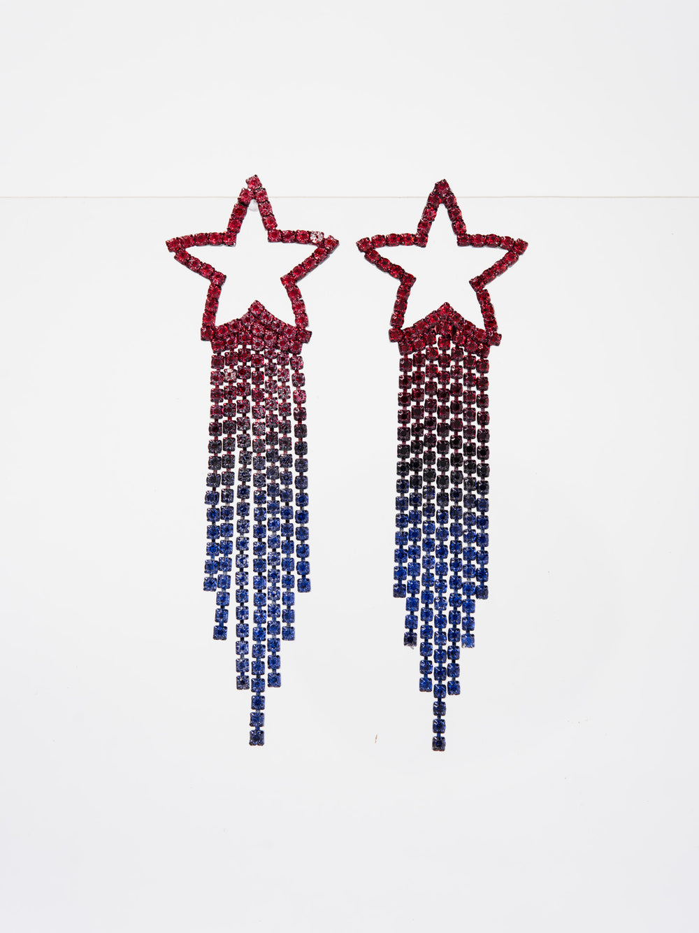Juniper Patriotic USA Rhinestone Star Fringe Earrings