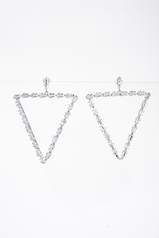 Fern Triangular Cubic Rhinestone Earrings