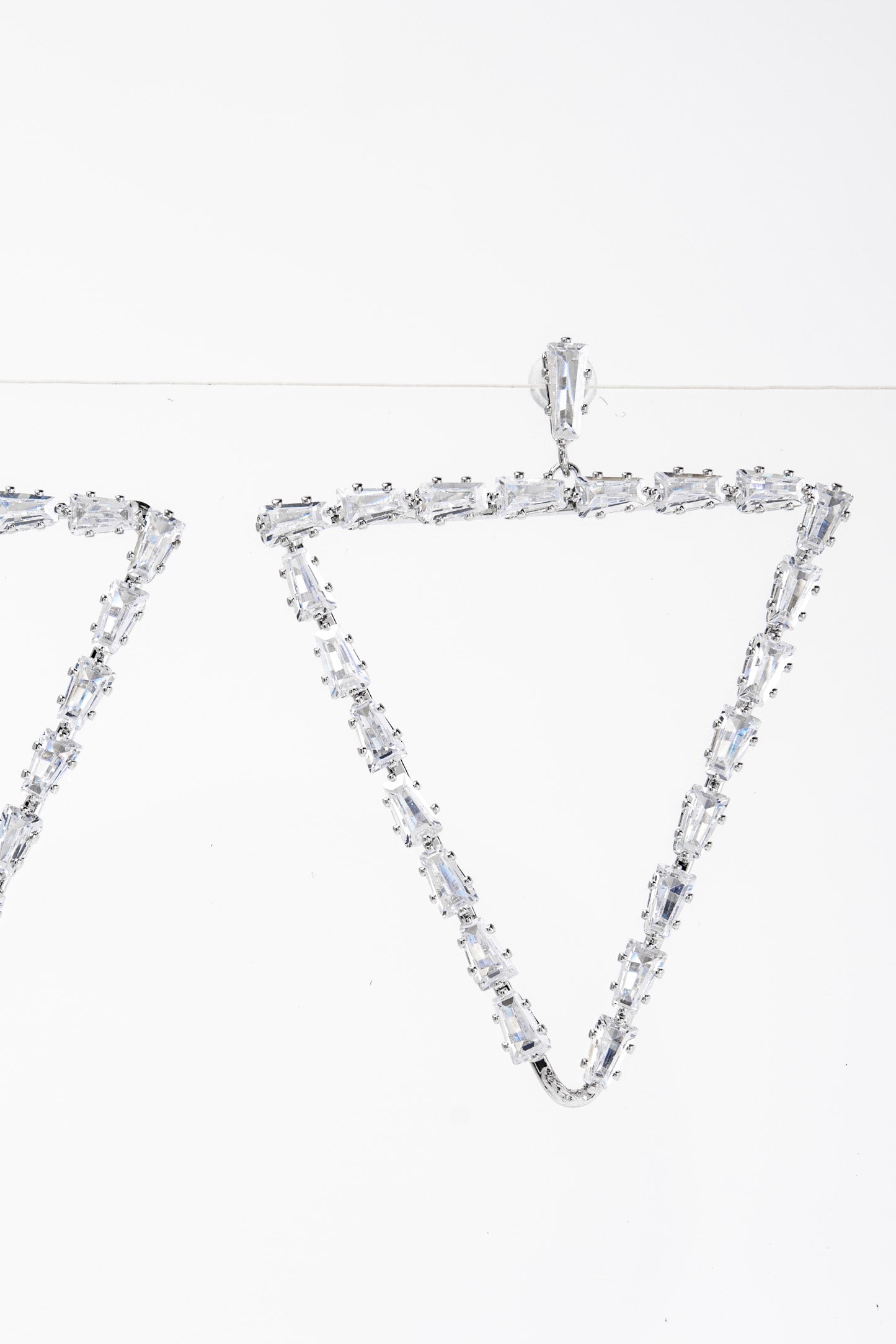 Fern Triangular Cubic Rhinestone Earrings