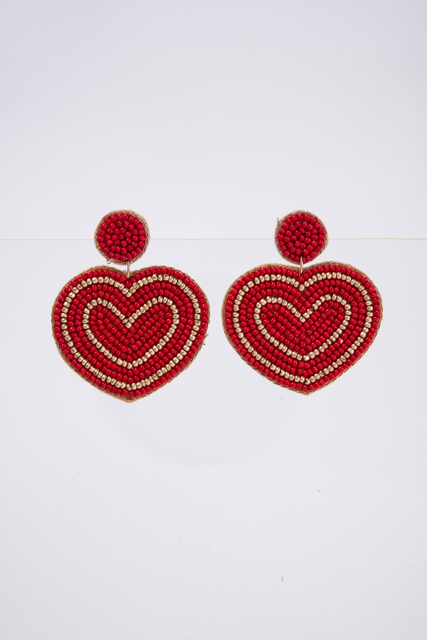 June Seed Bead Heart Drop Earrings