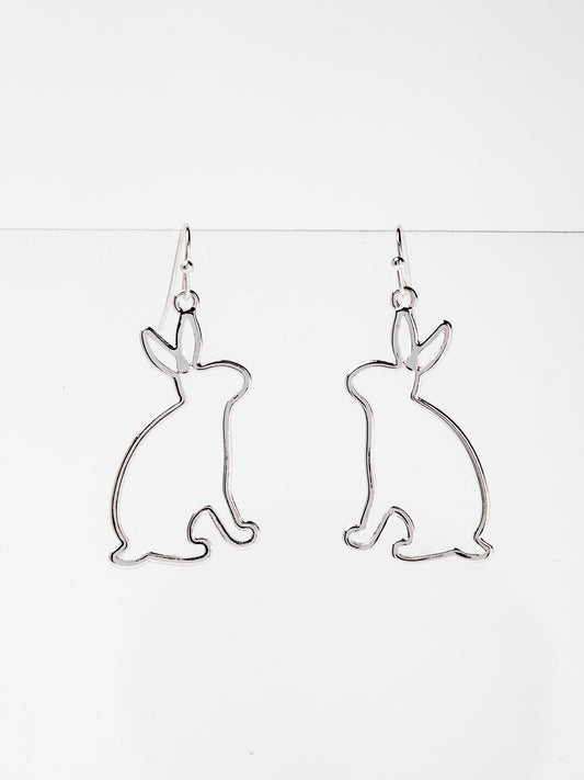 Gabriella Easter Rabbit Shaped Outline Drop Earrings
