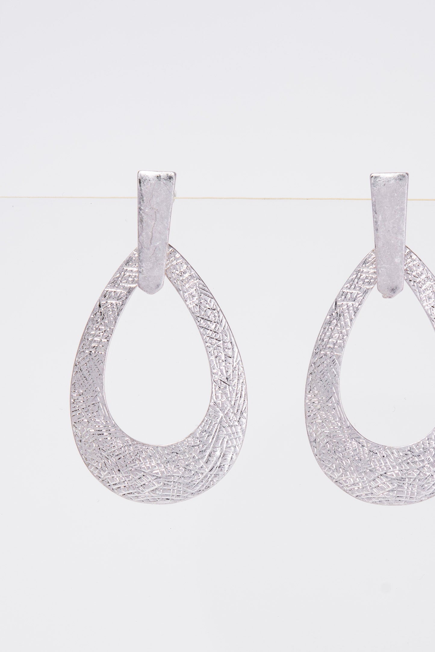 Emily Teardrop Textured Metal Dangle Earrings