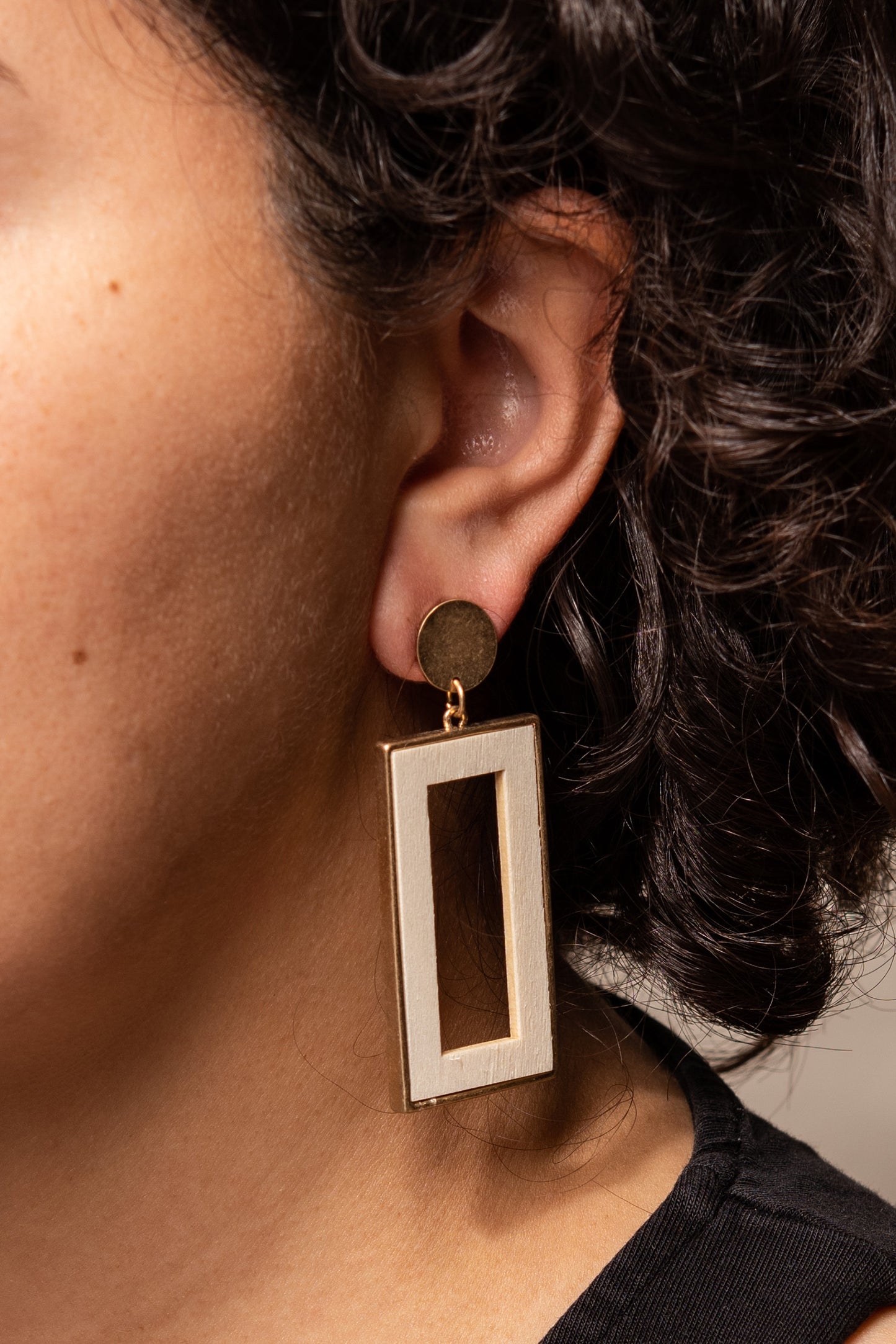 Irene Wood Rectangle Earrings