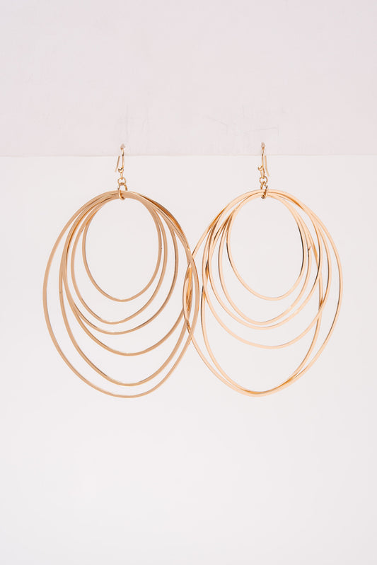 Dawna Layered Multi Ring Open Circle Hook Earrings- Gold