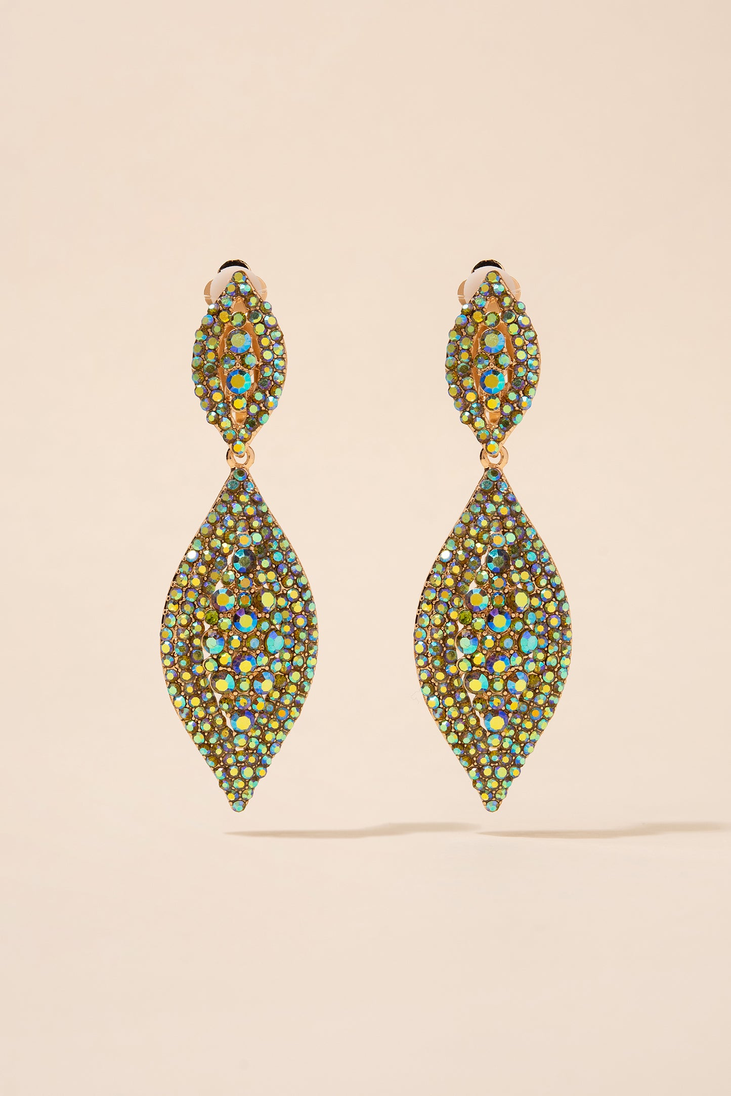 Juliette Teardrop Rhinestone Clip-On Earrings