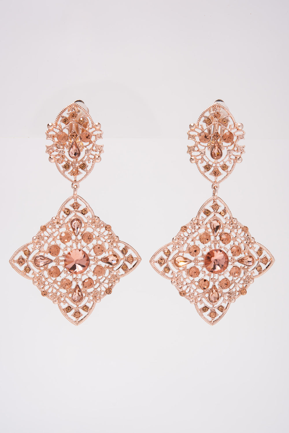 Athena Crystal Dangle Earrings - Rose Gold