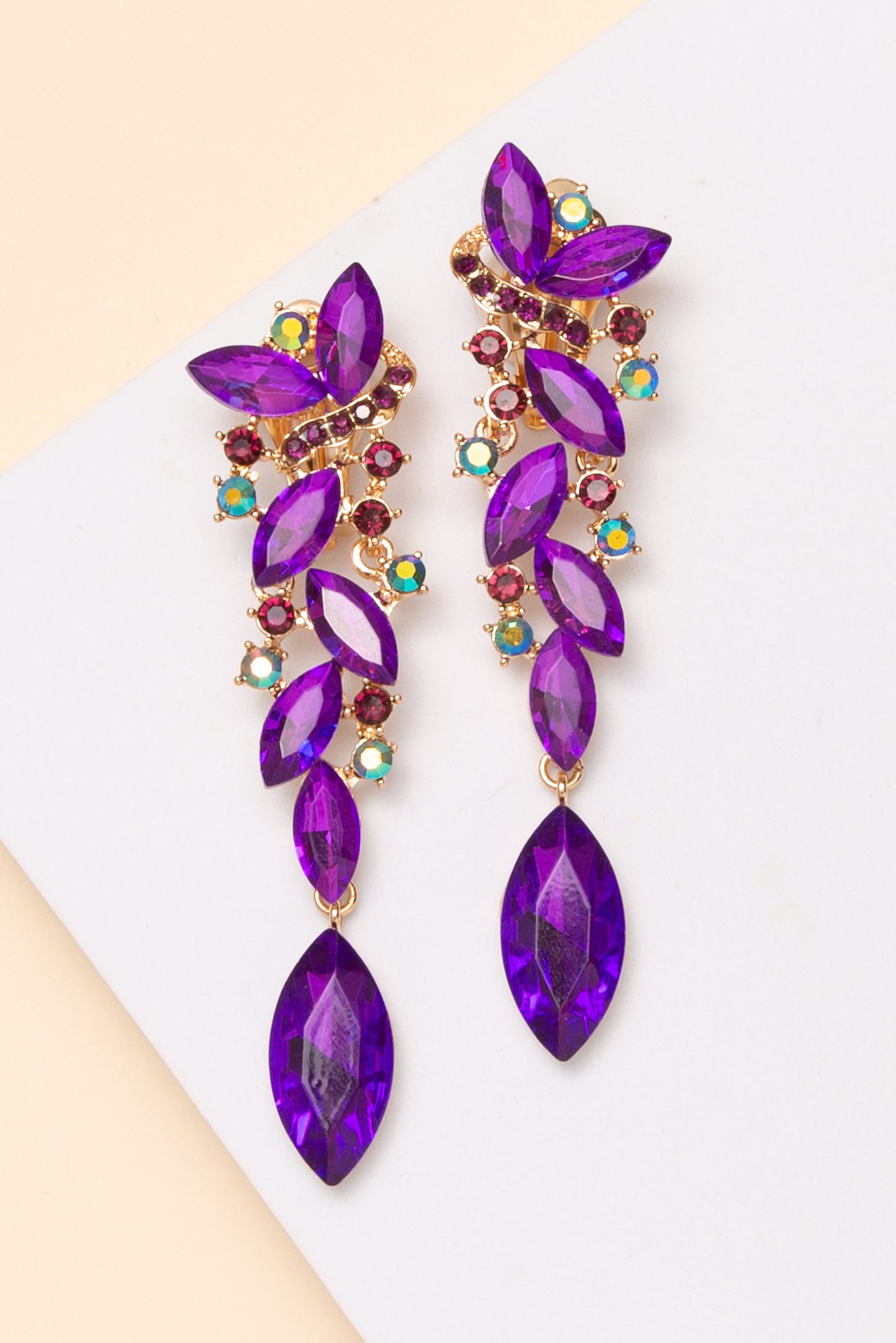 Maya Rhinestone Crystal Cluster Clip-On Earrings