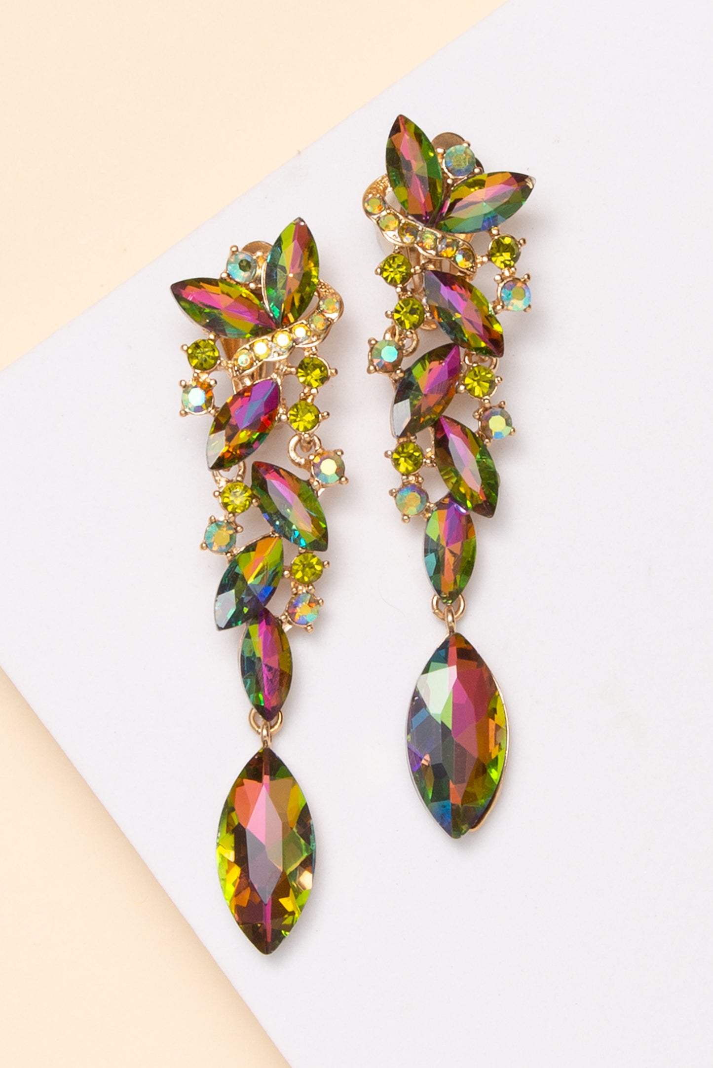 Maya Rhinestone Crystal Cluster Clip-On Earrings