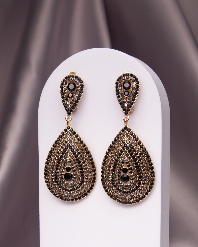 Alexis Teardrop Shaped Crystal Pave Clip-On Earrings