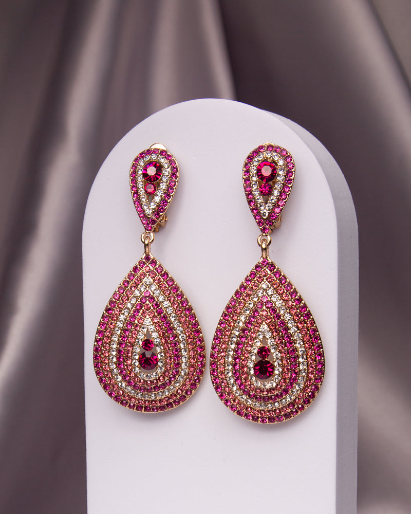 Alexis Teardrop Shaped Crystal Pave Clip-On Earrings