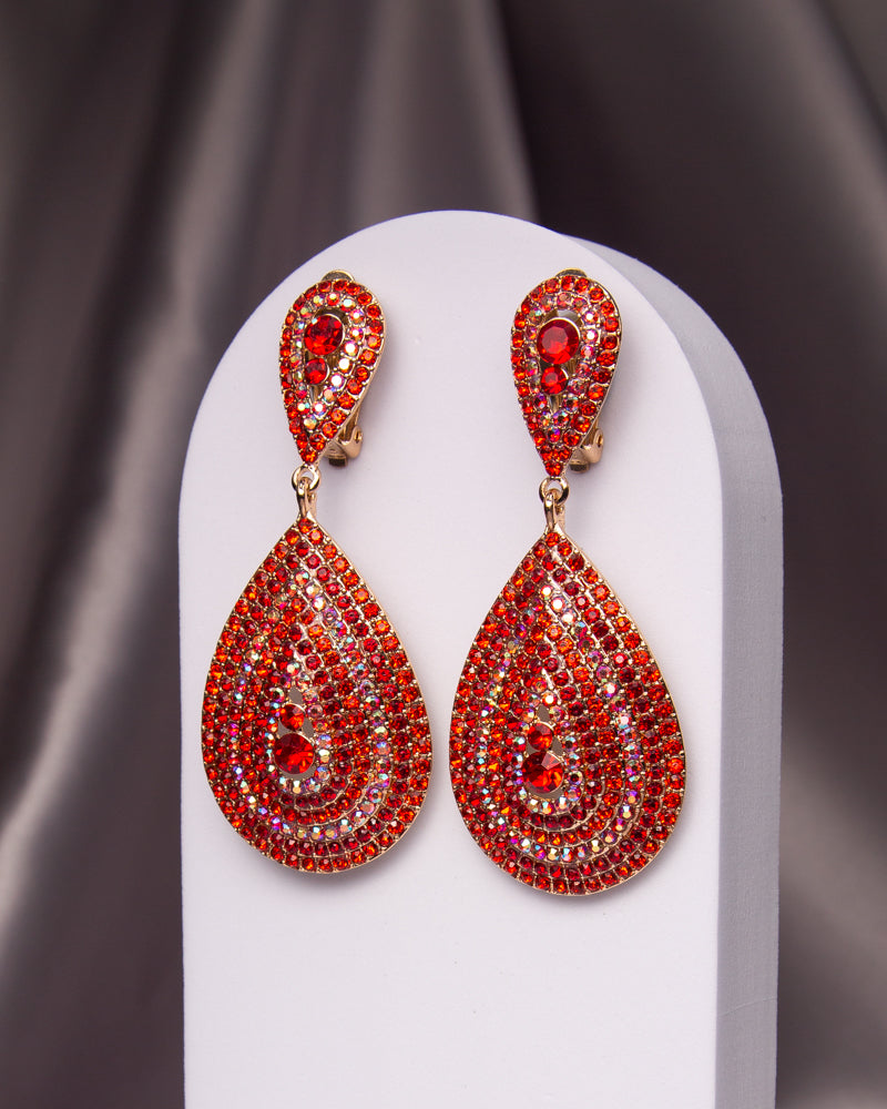 Alexis Teardrop Shaped Crystal Pave Clip-On Earrings